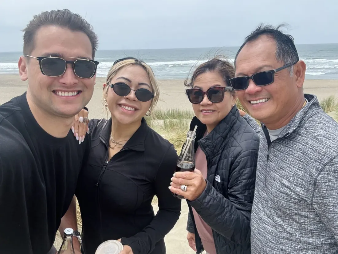 Ysabelle and Jordan with her parents at Ocean Beach